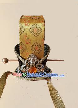 Chinese Ancient Minister Golden Hairdo Crown Traditional Han Dynasty Nobility Childe Headwear for Men