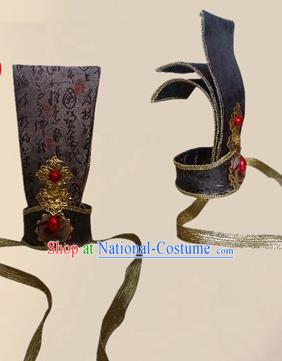 Chinese Ancient Minister Black Hairdo Crown Traditional Han Dynasty Nobility Childe Headwear for Men