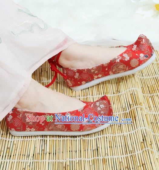 Chinese National Wedding Hanfu Shoes Traditional Princess Red Shoes Embroidered Shoes for Women