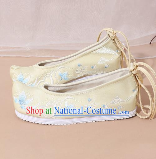 Chinese National Golden Embroidered Shoes Ancient Traditional Princess Shoes Hanfu Shoes for Women