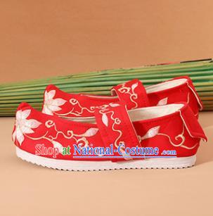 Chinese National Wedding Embroidered Red Shoes Ancient Traditional Princess Shoes Hanfu Shoes for Women