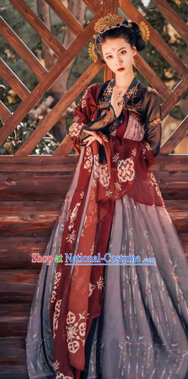 Traditional Chinese Tang Dynasty Imperial Consort Historical Costumes Ancient Royal Princess Hanfu Dress for Women