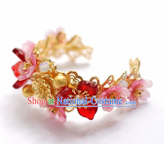 Traditional Chinese Handmade Court Pink Plum Bracelet Jewelry Accessories Ancient Princess Bangle for Women