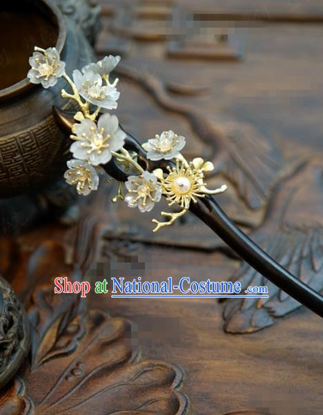 Traditional Chinese Handmade Court Ebony Plum Hairpins Hair Accessories Ancient Hanfu Hair Clip for Women