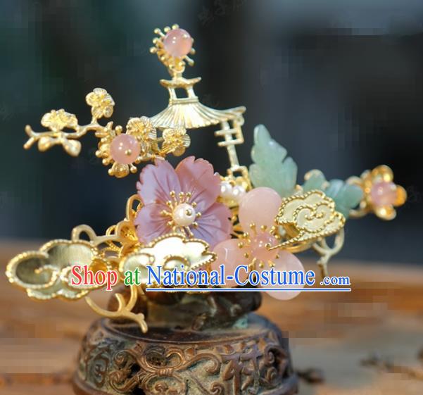 Traditional Chinese Handmade Court Golden Cloud Hairpins Hair Accessories Ancient Hanfu Hair Clip for Women