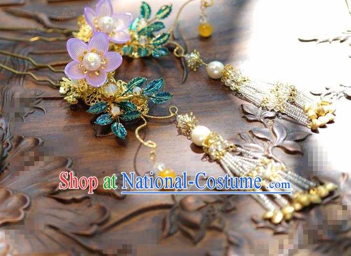 Traditional Chinese Handmade Court Pink Lotus Hairpins Hair Accessories Ancient Hanfu Hair Clip for Women