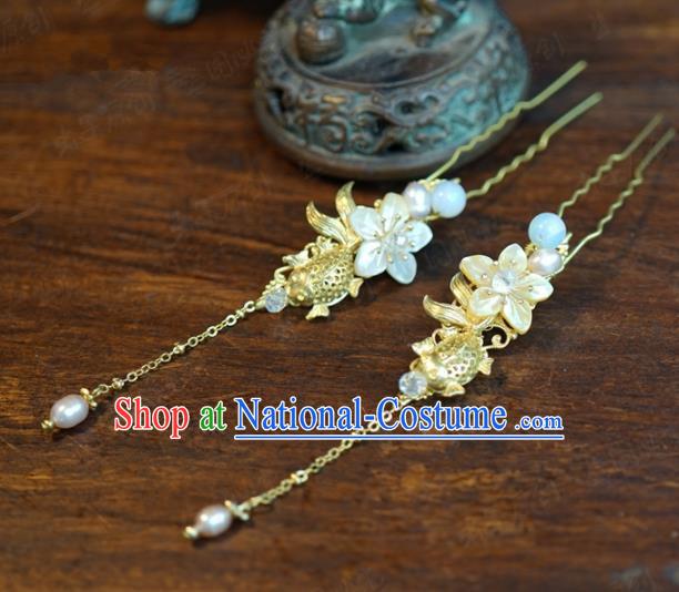 Traditional Chinese Handmade Court Goldfish Plum Hairpins Hair Accessories Ancient Queen Hanfu Hair Clip for Women