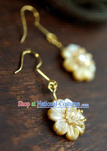 Traditional Chinese Handmade Court Ear Accessories Ancient Princess Shell Plum Earrings for Women