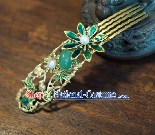 Traditional Chinese Handmade Court Jade Hairpins Hair Accessories Ancient Queen Hanfu Hair Comb for Women