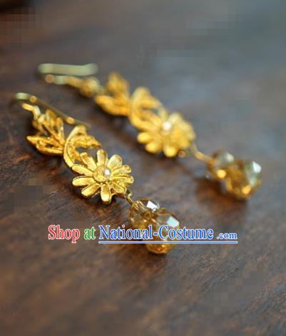 Traditional Chinese Handmade Court Golden Ear Accessories Ancient Princess Earrings for Women