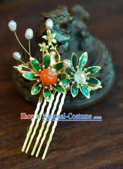 Traditional Chinese Handmade Court Persimmon Hairpins Hair Accessories Ancient Queen Hanfu Hair Comb for Women