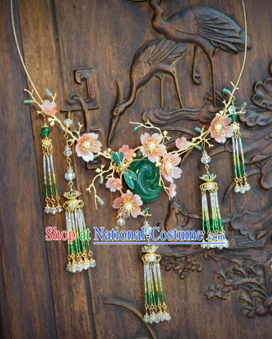 Traditional Chinese Handmade Court Jade Necklace Jewelry Accessories Ancient Princess Tassel Necklet for Women