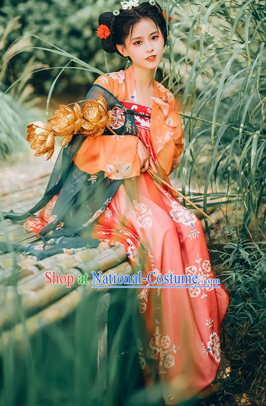 Traditional Chinese Tang Dynasty Court Maid Replica Costumes Ancient Palace Lady Hanfu Dress for Women