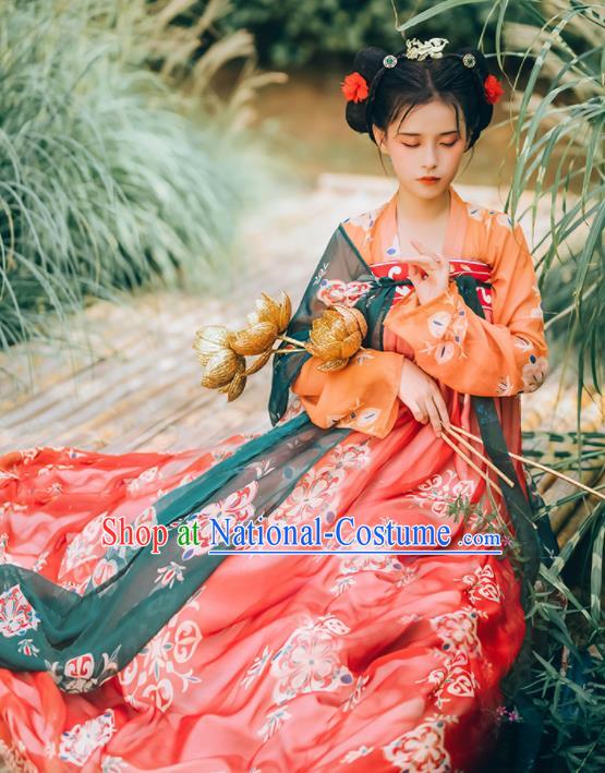 Traditional Chinese Tang Dynasty Court Maid Replica Costumes Ancient Palace Lady Hanfu Dress for Women