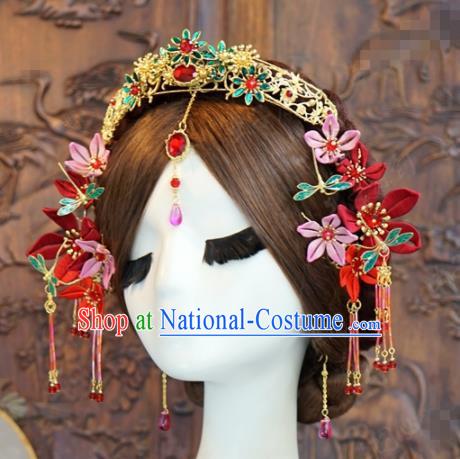 Traditional Chinese Wedding Hair Accessories Luxury Hair Crown Ancient Bride Hairpins Complete Set for Women