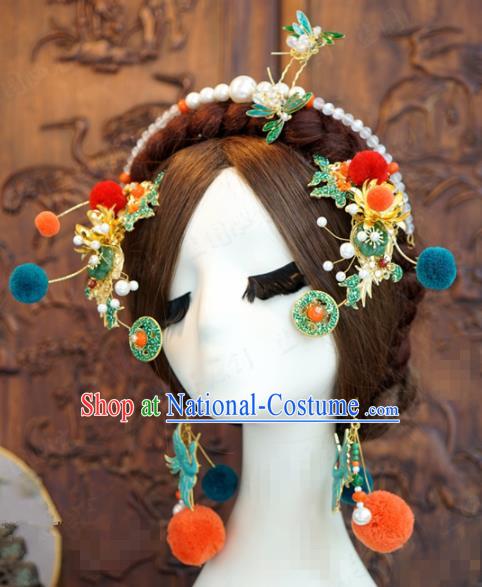 Traditional Chinese Wedding Luxury Hair Accessories Ancient Bride Hairpins Complete Set for Women