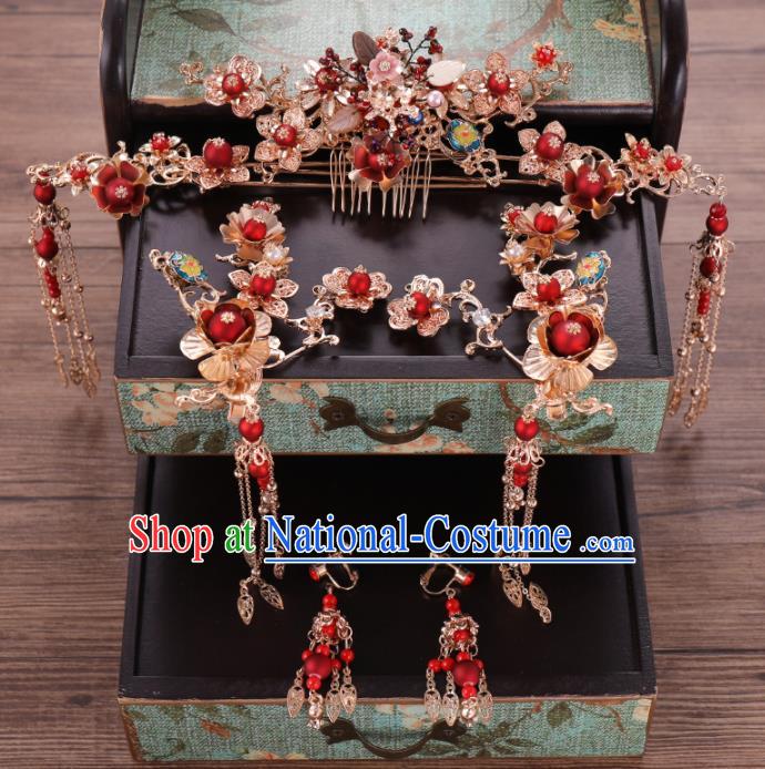 Traditional Chinese Wedding Hair Comb Luxury Hair Accessories Ancient Bride Hairpins Complete Set for Women