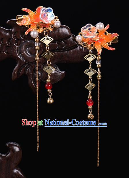 Traditional Chinese Ancient Hanfu Goldfish Tassel Hair Claws Court Queen Hairpins Handmade Hair Accessories for Women