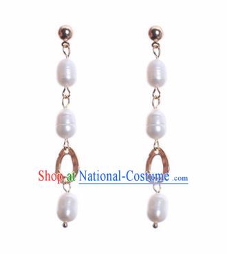 Traditional Chinese Handmade Court Pearls Ear Accessories Classical Earrings for Women