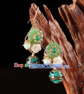 Traditional Chinese Classical Green Flower Earrings Handmade Court Ear Accessories for Women