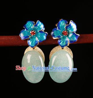 Traditional Chinese Classical Blueing Plum Earrings Handmade Court Ear Accessories for Women