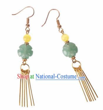 Traditional Chinese Classical Jade Flower Earrings Handmade Court Ear Accessories for Women