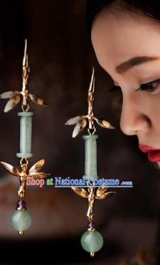 Traditional Chinese Classical Jade Earrings Handmade Court Ear Accessories for Women