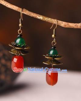 Traditional Chinese Classical Agate Earrings Handmade Court Ear Accessories for Women