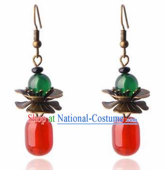 Traditional Chinese Classical Agate Earrings Handmade Court Ear Accessories for Women