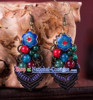 Traditional Chinese Classical Blueing Earrings Handmade Court Ear Accessories for Women