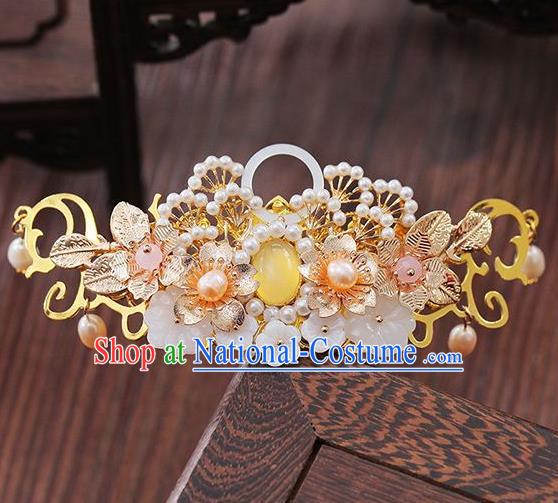 Traditional Chinese Hanfu Pine Hair Crown Ancient Court Queen Hairpins Handmade Hair Accessories for Women