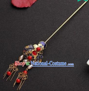 Traditional Chinese Hanfu Blueing Hair Clip Ancient Court Queen Hairpins Handmade Hair Accessories for Women