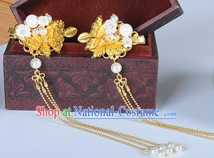 Traditional Chinese Ancient Hanfu Golden Tassel Hair Claws Court Queen Hairpins Handmade Hair Accessories for Women