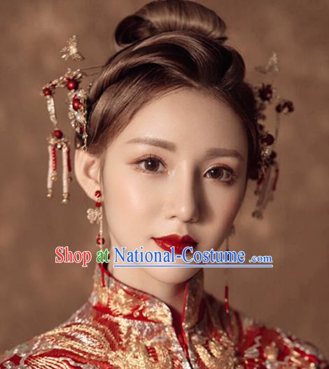 Traditional Chinese Handmade Wedding Hair Comb Ancient Bride Hairpins Luxury Hair Accessories Complete Set