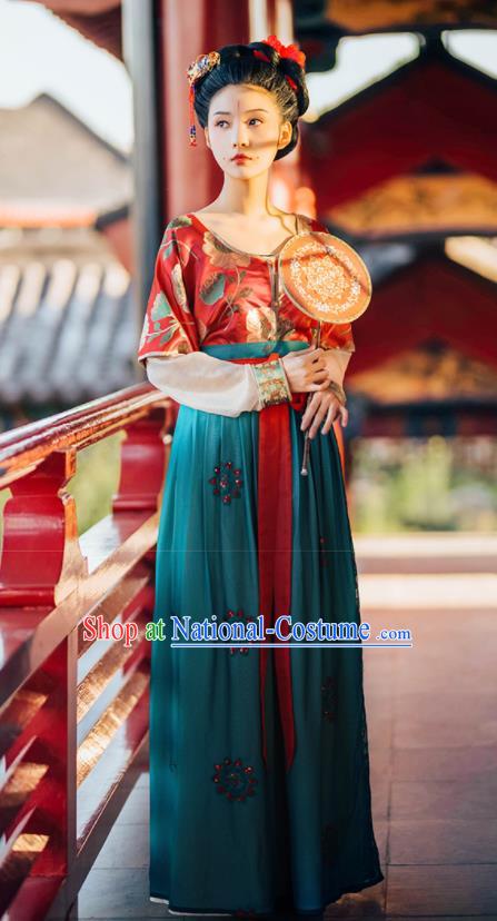 Traditional Chinese Tang Dynasty Court Lady Replica Costumes Ancient Palace Maidservant Hanfu Dress for Women