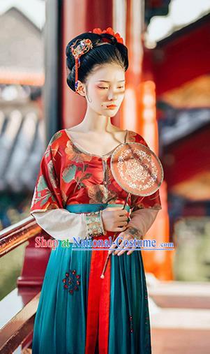 Traditional Chinese Tang Dynasty Court Lady Replica Costumes Ancient Palace Maidservant Hanfu Dress for Women