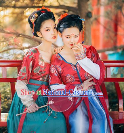 Traditional Chinese Tang Dynasty Court Lady Replica Costumes Ancient Palace Maidservant Hanfu Dress for Women