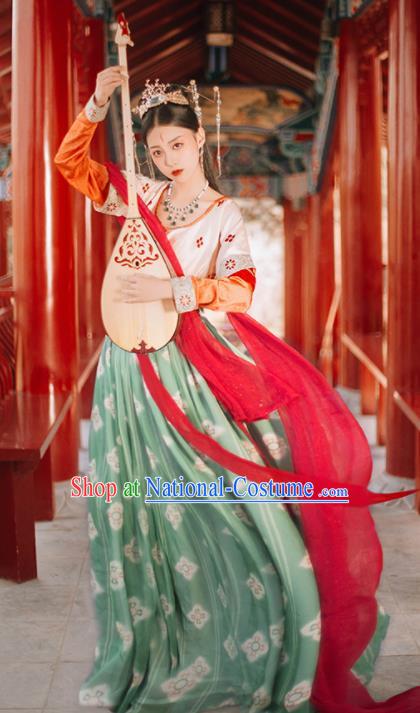 Traditional Chinese Tang Dynasty Palace Lady Replica Costumes Ancient Apsaras Flying Dance Hanfu Dress for Women