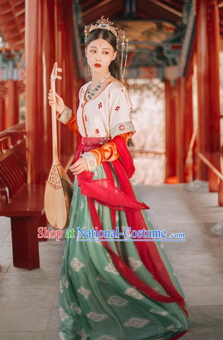 Traditional Chinese Tang Dynasty Palace Lady Replica Costumes Ancient Apsaras Flying Dance Hanfu Dress for Women