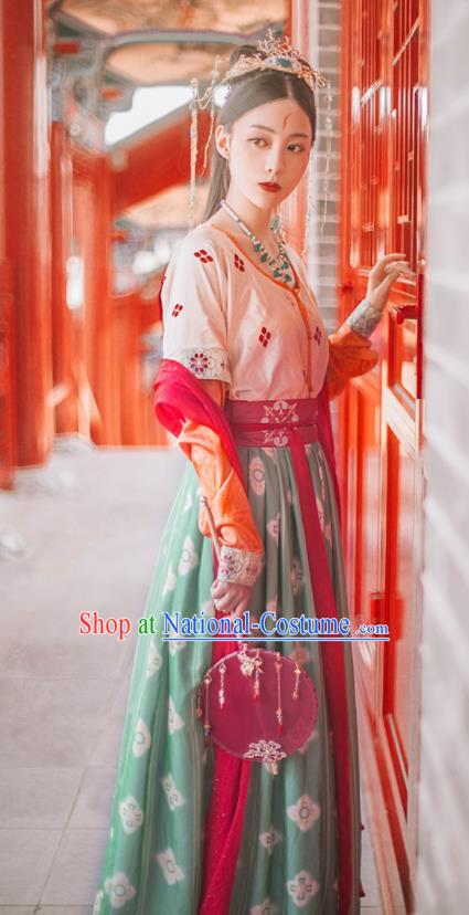 Traditional Chinese Tang Dynasty Palace Lady Replica Costumes Ancient Apsaras Flying Dance Hanfu Dress for Women