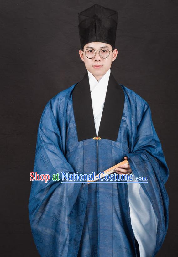 Traditional Chinese Ming Dynasty Scholar Replica Costumes Ancient Taoist Priest Hanfu Cloak for Men