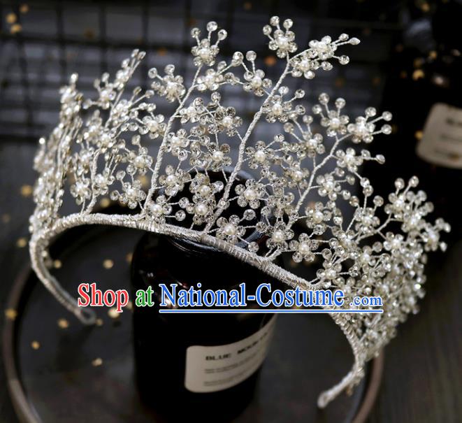 Handmade Baroque Princess Crystal Branch Royal Crown Children Hair Clasp Hair Accessories for Kids