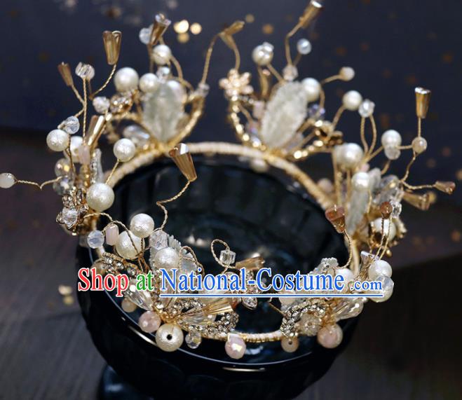 Handmade Baroque Princess Crystal Beads Royal Crown Children Hair Clasp Hair Accessories for Kids