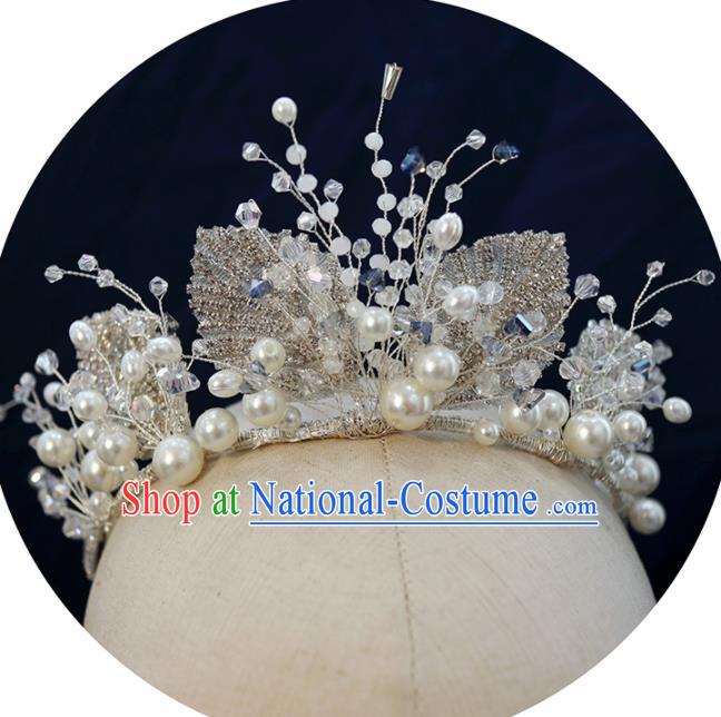 Handmade Baroque Princess Crystal Leaf Royal Crown Children Hair Clasp Hair Accessories for Kids