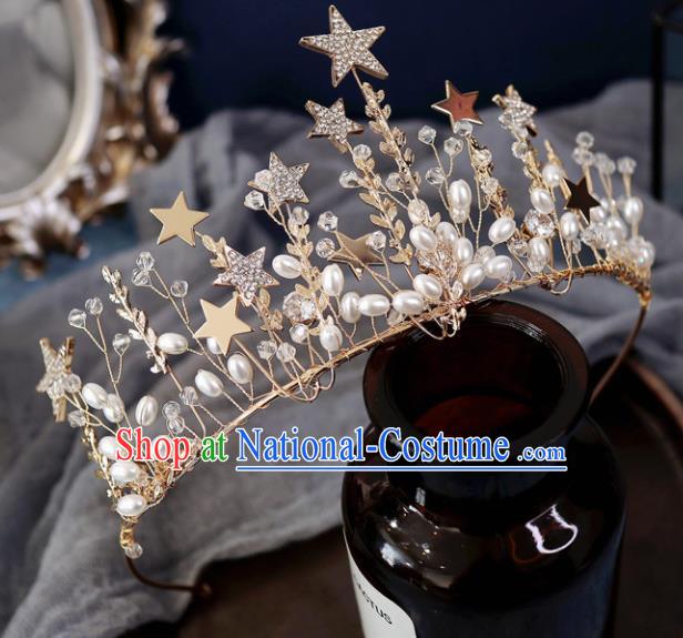 Handmade Baroque Princess Crystal Stars Royal Crown Children Hair Clasp Hair Accessories for Kids