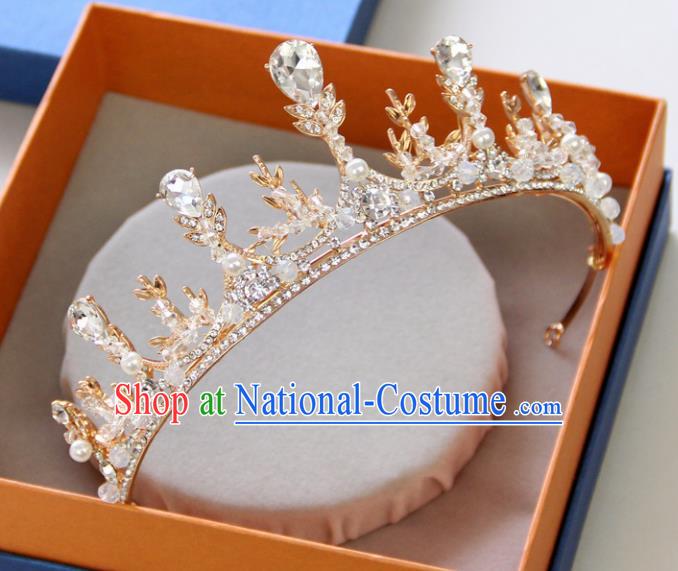 Handmade Baroque Princess Crystal Golden Royal Crown Children Hair Clasp Hair Accessories for Kids