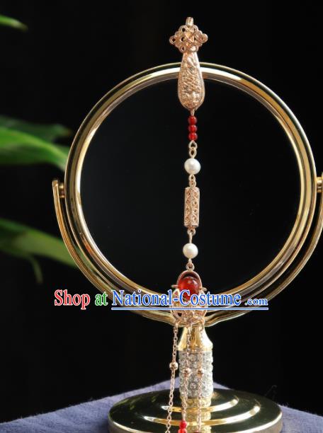 Traditional Chinese Handmade Pearls Tassel Brooch Hanfu Breastpin Jewelry Accessories for Women