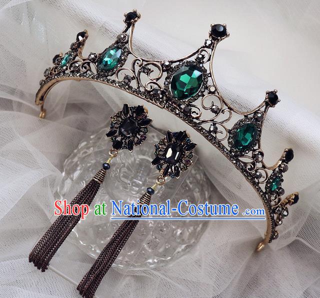 Handmade Baroque Princess Black Royal Crown Children Hair Accessories for Kids