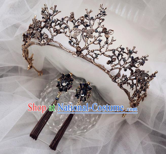 Handmade Baroque Princess Dragonfly Royal Crown Children Hair Accessories for Kids