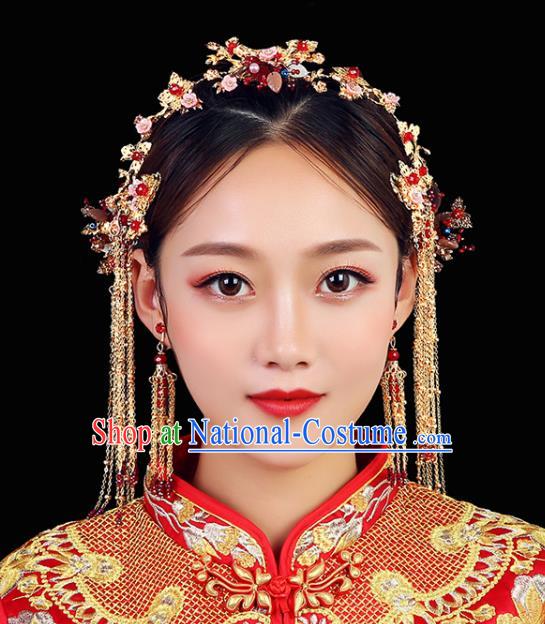 Traditional Chinese Wedding Hair Clasp Handmade Ancient Bride Hairpins Hair Accessories Complete Set